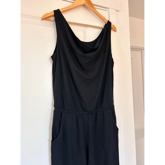 Garnet Hill Black Jersey Lounge Style Jumpsuit Women’s 8 Minimalist Neutral Chic - Picture 4 of 9